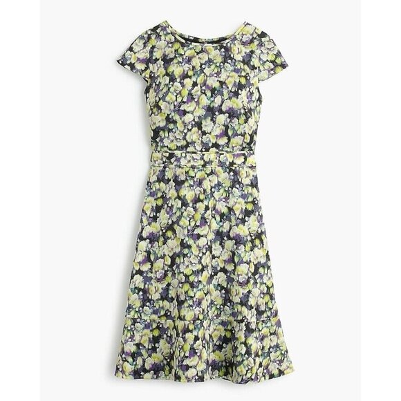 J. Crew Dress Women’s Sz 0 Linen Fit & Flare Cap Sleeve In Clover - Picture 1 of 14